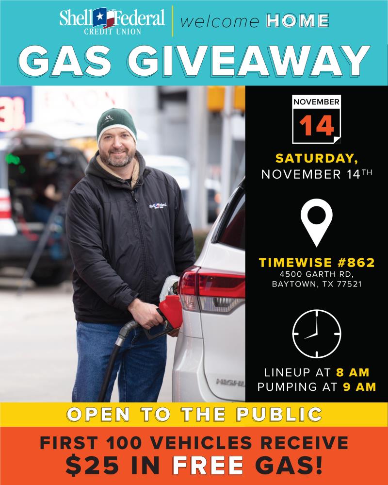 Shell FCU Baytown Gas Giveaway